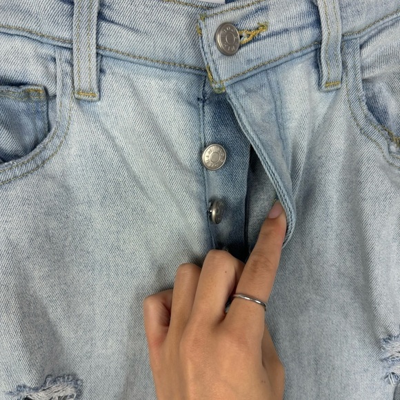 BDG Urban Outfitters Button Fly Light Wash Distressed Ripped High Rise Jeans - Picture 5 of 6